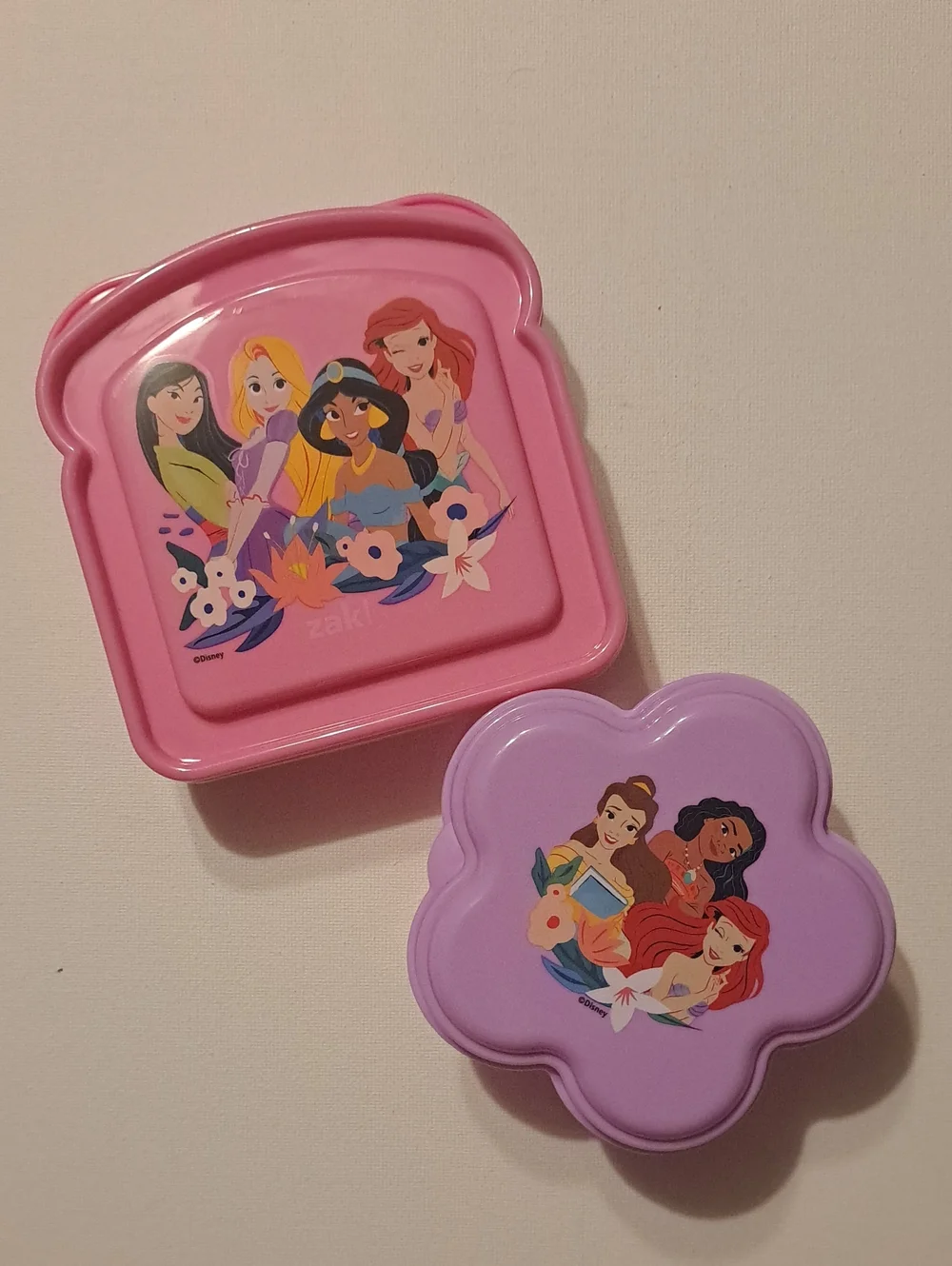 NWT Bundle of 2 ZAK Disney Princess Pink & Purple Snack & Sandwhich Containers